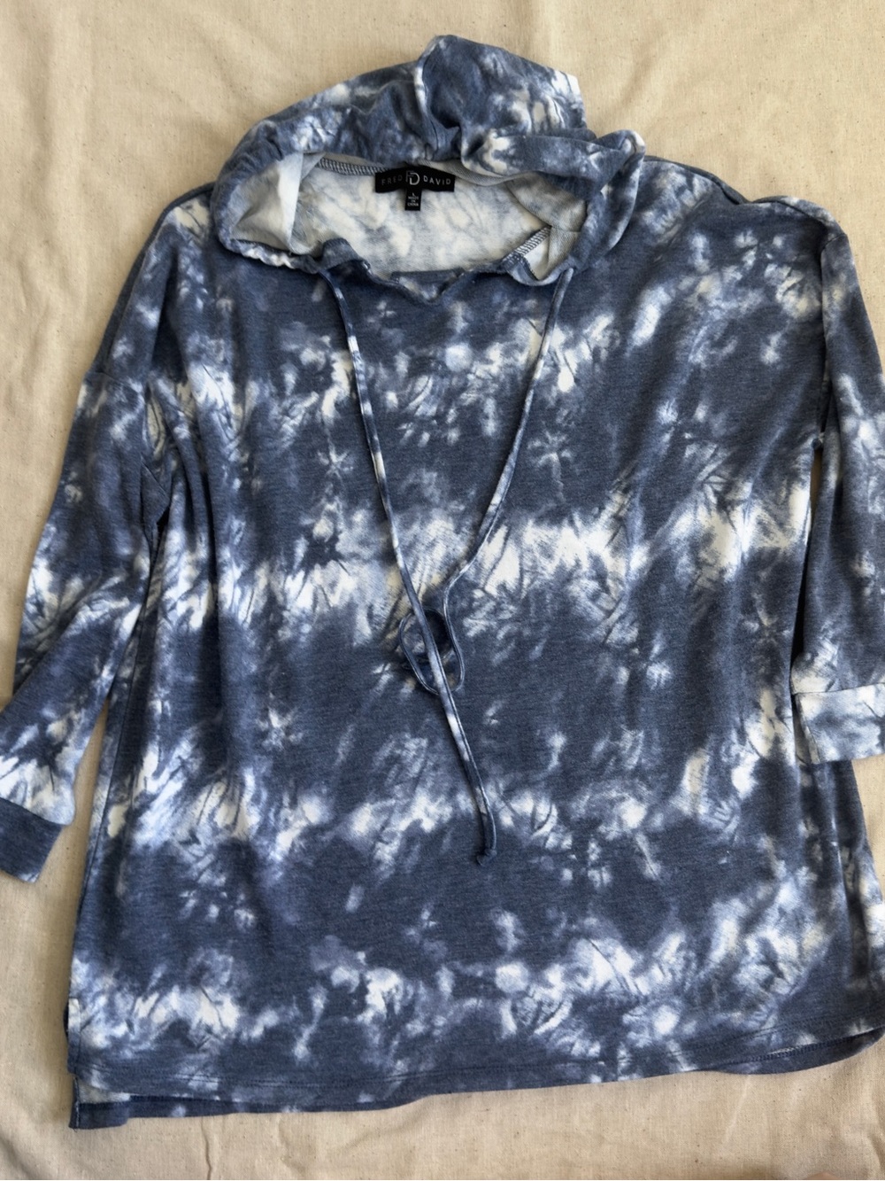 Fred David Blue & White Tie-Dye Hooded Pullover